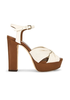 Jimmy Choo Heloise 120 Platform in TAN & NATURAL - Ivory. Size 39.5 (also in 38.5, 40, 41).