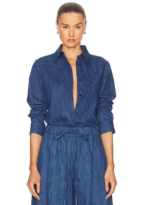 Gabriela Hearst Judie Shirt in Medium Blue - Blue. Size 40 (also in 42, 38).