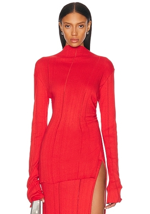 Jade Cropper Long Sleeve Top in Red - Red. Size 36 (also in 34, 38).