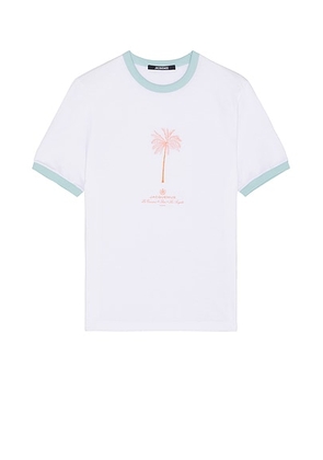 JACQUEMUS Le T-Shirt Venice in Palm Tree White & Blue - White. Size M (also in L, S, XL/1X).