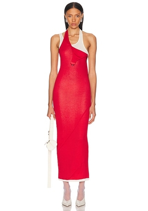 Jean Paul Gaultier Sleeveless Dress in Red & Ecru - Red. Size XL (also in XXS, XS, S).