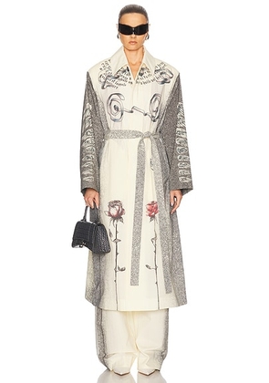 Jean Paul Gaultier Tattoo Trench Coat in Ecru  Black  & Red - Cream. Size XS (also in ).
