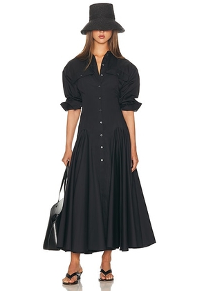 Helsa Godet Shirt Dress in Black - Black. Size XS (also in XL).