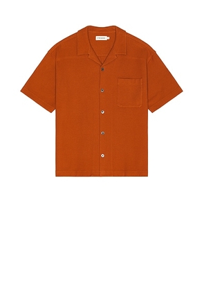 FRAME Jacquard Relaxed Shirt in Dark Orange - Burnt Orange. Size M (also in S, L).