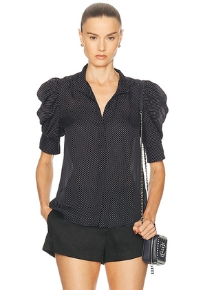 FRAME The Gillian Top in Navy Multi - Navy. Size XL (also in M).