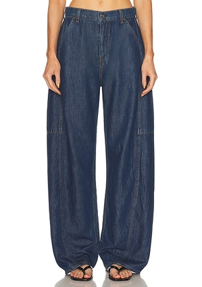 GRLFRND Harvey Twisted Carpenter in Huntington Dr - Blue. Size 26 (also in 29, 30).