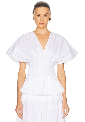 House of Dagmar Poplin V Neck Top in White - White. Size 36 (also in 32).