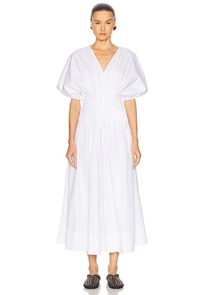 House of Dagmar Poplin V Neck Dress in White - White. Size 34 (also in ).