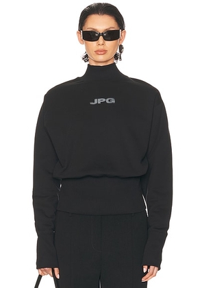 Jean Paul Gaultier Cropped Crew Neck Jpg Sweater in Black & Dark Grey - Black. Size M (also in S, L, XS).