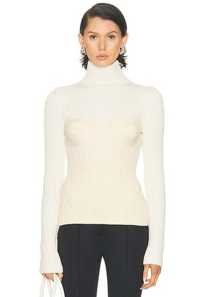 Jean Paul Gaultier High Neck Sweater in White & Ecru - White. Size M (also in L, S).