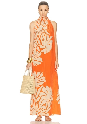 Johanna Ortiz Guitar Joy Maxi Dress in Clavel  Coral  & Ecru - Orange. Size 4 (also in 2).