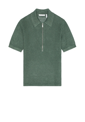Helmut Lang Short Sleeve Zip Polo in Blue Green - Green. Size M (also in L, XL/1X).