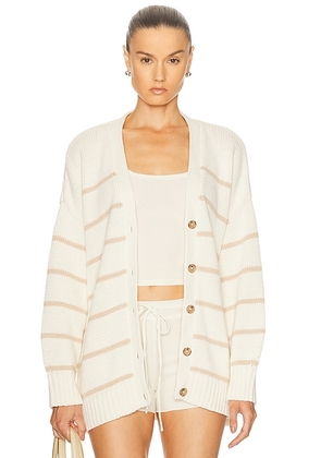 Jenni Kayne Chloe Cardigan in Ivory & Oat Stripe - Ivory. Size M (also in L, S, XS).