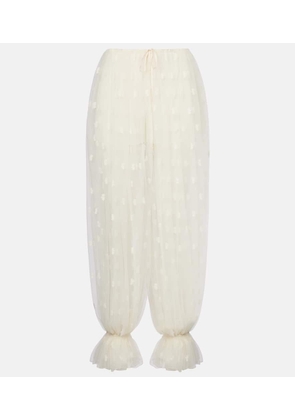 Chloe Embroidered silk lace wide-leg pants