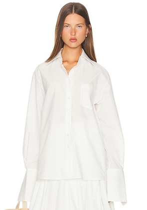 Helsa Classic Oversized Shirt in Tech Poplin in White - White. Size M (also in S).