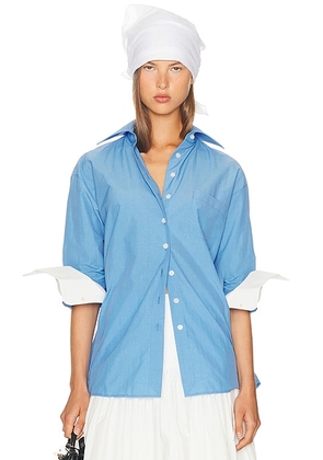 Helsa Classic Oversized Shirt in Tech Poplin in Classic Blue - Blue. Size S (also in M).