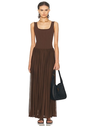 SIMKHAI Jamie Tank Midi Dress in Cocoa - Brown. Size 2 (also in 0, 4).