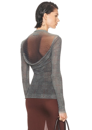 Jean Paul Gaultier Body Shadow And Prince Of Wales Top in Light Grey  Vanilla  & Red - Grey. Size M (also in L, S, XS).