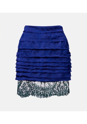 Saint Laurent Layered lace-trimmed jacquard miniskirt