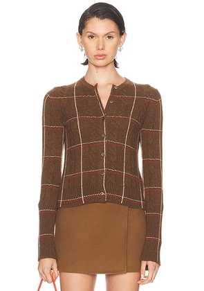 Guest In Residence Jane Check Cardigan in Chestnut Combo - Brown. Size S (also in XS).