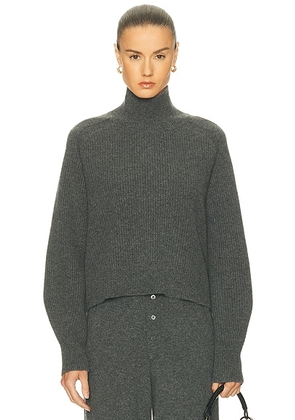 Guest In Residence Cropped Rib Turtleneck Sweater in Charcoal - Grey. Size S (also in L).