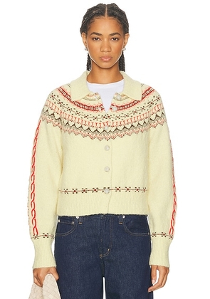 Guest In Residence Cloud Chalat Cardigan in Mist Combo - Cream. Size M (also in S, XS, L).