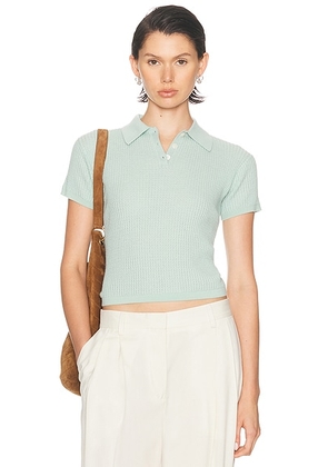Guest In Residence Shrunken Polo Top in Seaglass - Green. Size M (also in S, XS).