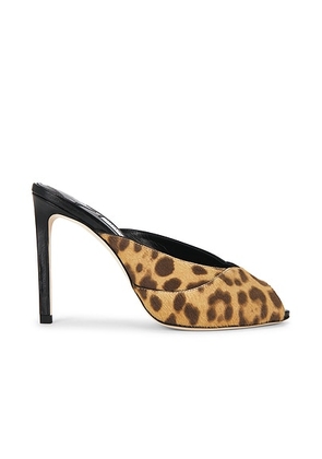 Jimmy Choo Brigitte Leopard Print Pony 100 Mule in Natural - Brown. Size 36 (also in 35, 36.5, 37, 37.5, 38, 41).