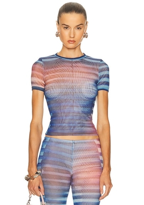 Jean Paul Gaultier Air Baby Tee in Light Blue  Blue  & Peach - Blue. Size S (also in XS).