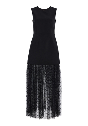 Alexis Simonete Tulle-Detailed Satin Midi Dress - Moda Operandi