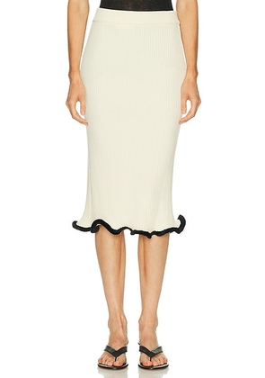 Jil Sander Velvet Frill Skirt in Cloud - Ivory. Size 38 (also in 40, 42).