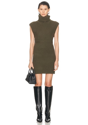 SIMKHAI Albanie Mini Dress in Alligator - Olive. Size M (also in L, S).