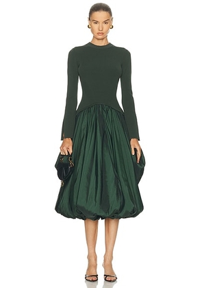 SIMKHAI Kenlie Mock Neck Midi Dress in Cypress - Green. Size S (also in L, XS).