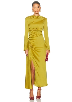 SIMKHAI Odess Long Sleeve Midi Dress in Pear - Green. Size 2 (also in 0, 4).