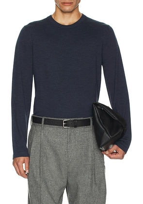 SIMKHAI Peter Long Sleeve Pullover Sweater in Deep Teal Melange - Navy. Size M (also in L, XL/1X).