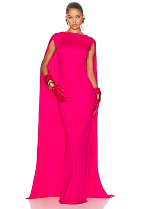 Helsa The Alva Caped Jersey Dress in Shocking Pink - Fuchsia. Size M (also in XXS, XS, S, L).