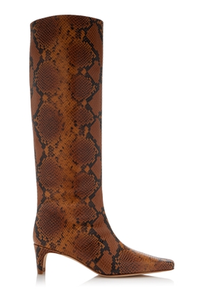 STAUD Wally Snake-Effect Leather Knee Boots - Moda Operandi