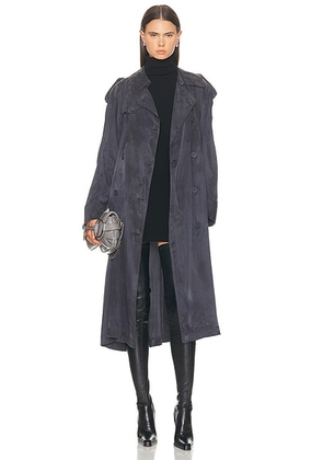 Helmut Lang Fluid Trench Coat in Indigo - Blue. Size M (also in XS, S, L).