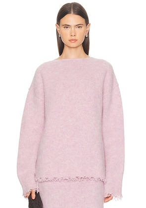 Jil Sander Boat Neck Frayed Edge Sweater in Twilight - Pink. Size 40 (also in 38, 42).