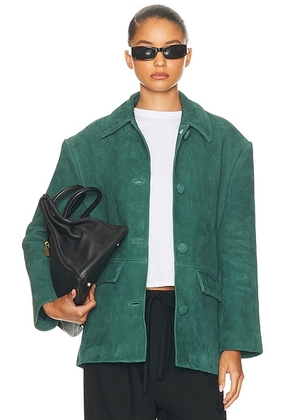 Helsa The Schoolhouse Jacket in Suede in Spruce - Green. Size M (also in XXS, XS, S, L, XL).