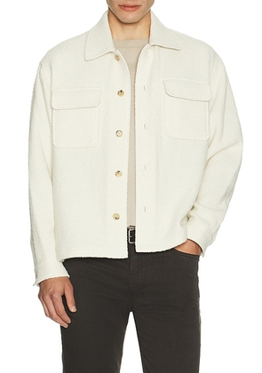 FRAME Tweed Overshirt in Warm White - Cream. Size S (also in M, XL/1X).
