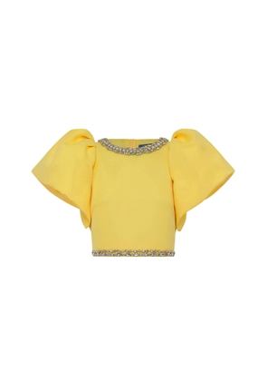 Leo Lin Lucia Embellished Satin Crop Top - Moda Operandi