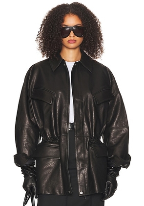 Helsa The Peplum Leather Moto Jacket in Black - Black. Size M (also in S, L, XL).