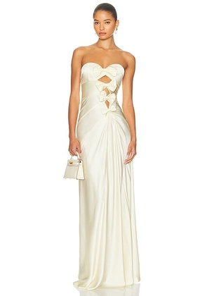 Helsa The Silk Faye Dress in Egg Shell - Ivory. Size L (also in XS, S, M, XL).