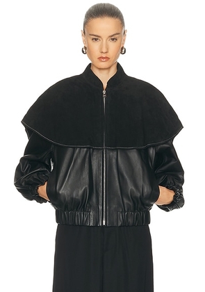 JW Anderson Oversized Collar Bomber Jacket in Black - Black. Size L (also in M, XS).