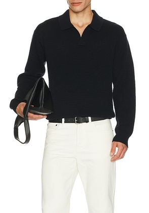 FRAME Textured Wool Cashmere Sweater in Dark Navy - Navy. Size S (also in XL/1X).