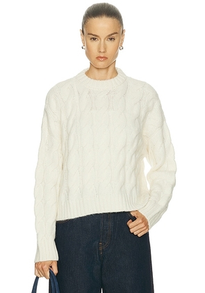 Jenni Kayne Cable Serena Crewneck Sweater in Ivory - Ivory. Size M (also in L, XL).
