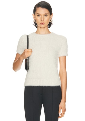 Helmut Lang Crop Eyelash Tee in Ivory - Ivory. Size M (also in XS, S, L).