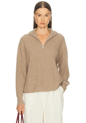 Jenni Kayne Cashmere Half Zip Sweater in Undyed Stone - Beige. Size XL (also in XS).