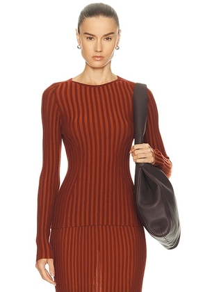 Gabriela Hearst Karlene Funnel Neck Top in Rust & Burnt Sienna - Burnt Orange. Size M (also in S, L).